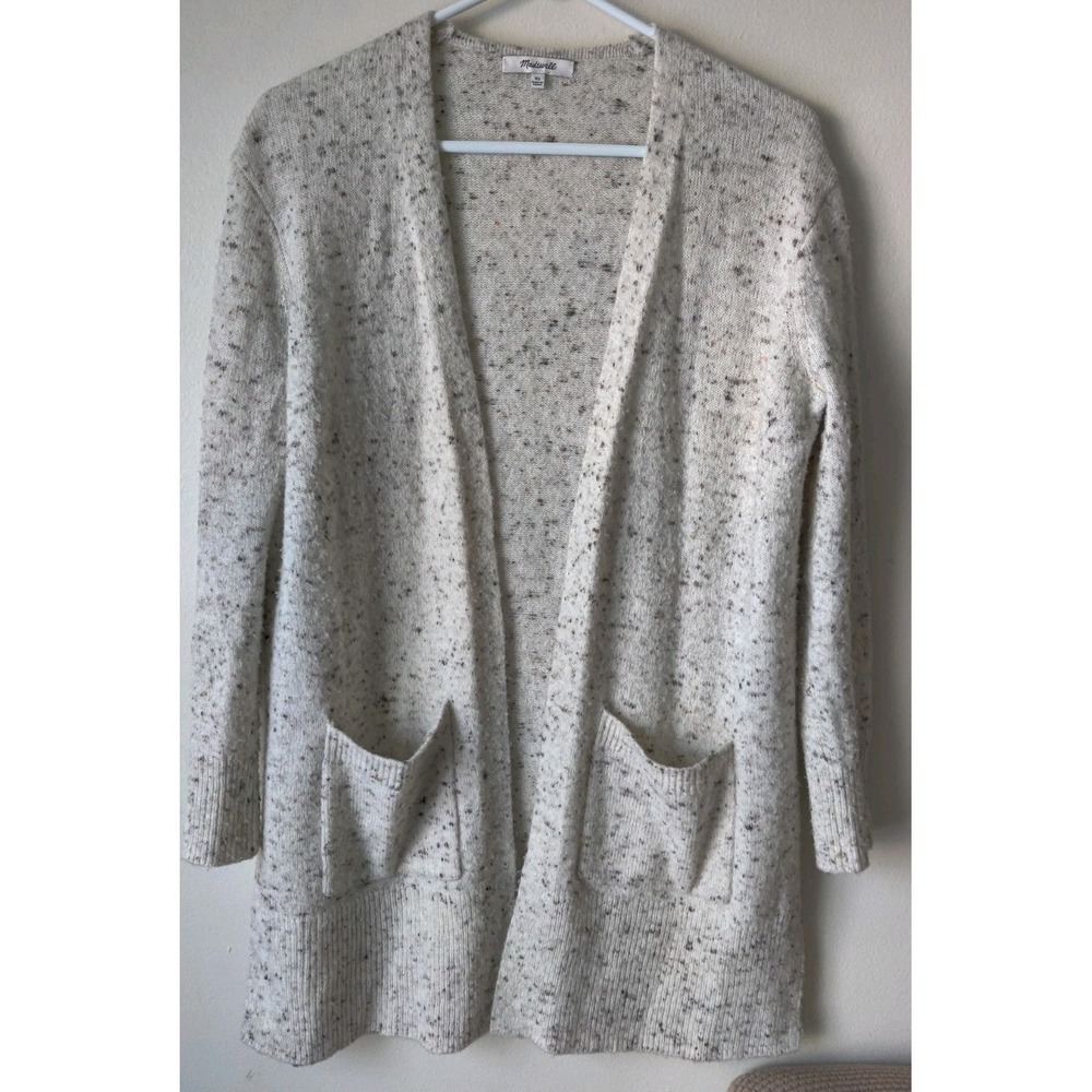 Madewell Donegal Kent Cardigan Sweater Wool‎ Blend Oatmeal Flecked Knit Size XS